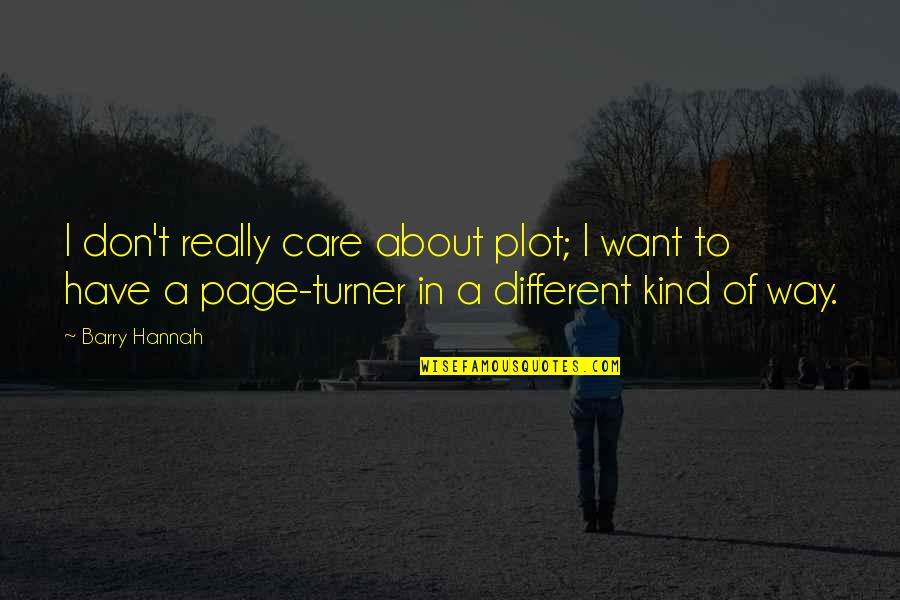I Don Really Care Quotes By Barry Hannah: I don't really care about plot; I want