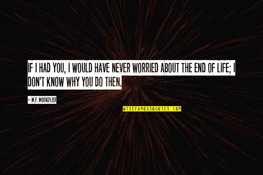 I Don't Care About You Quotes By M.F. Moonzajer: If I had you, I would have never