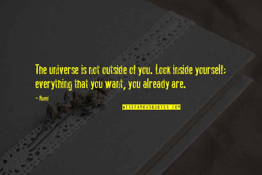 I Don't Care Attitude Quotes By Rumi: The universe is not outside of you. Look