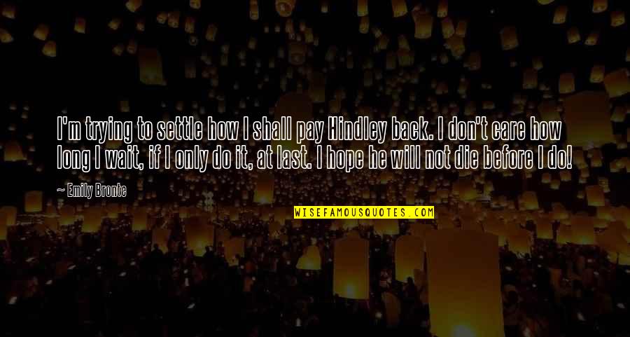 I Don't Care If I Die Quotes By Emily Bronte: I'm trying to settle how I shall pay