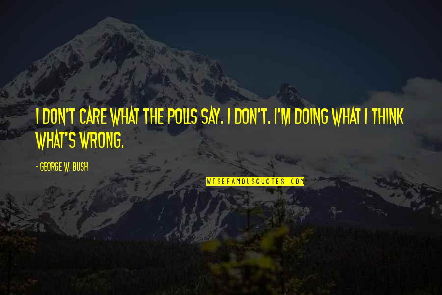 I Don't Care What You Say Quotes By George W. Bush: I don't care what the polls say. I