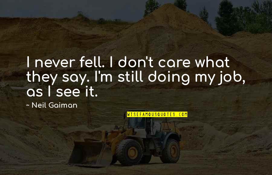 I Don't Care What You Say Quotes By Neil Gaiman: I never fell. I don't care what they
