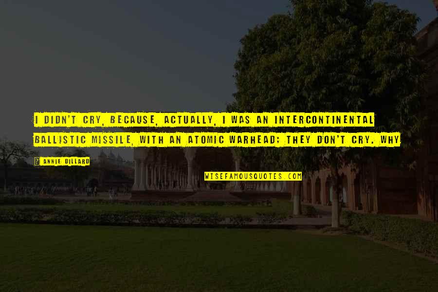 I Don't Cry For You Quotes By Annie Dillard: I didn't cry, because, actually, I was an