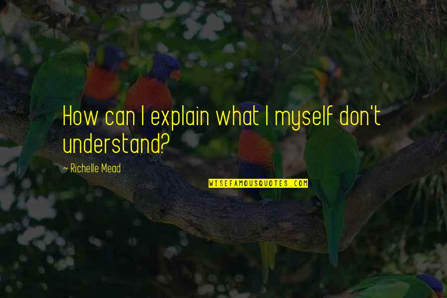 I Don't Explain Myself Quotes By Richelle Mead: How can I explain what I myself don't