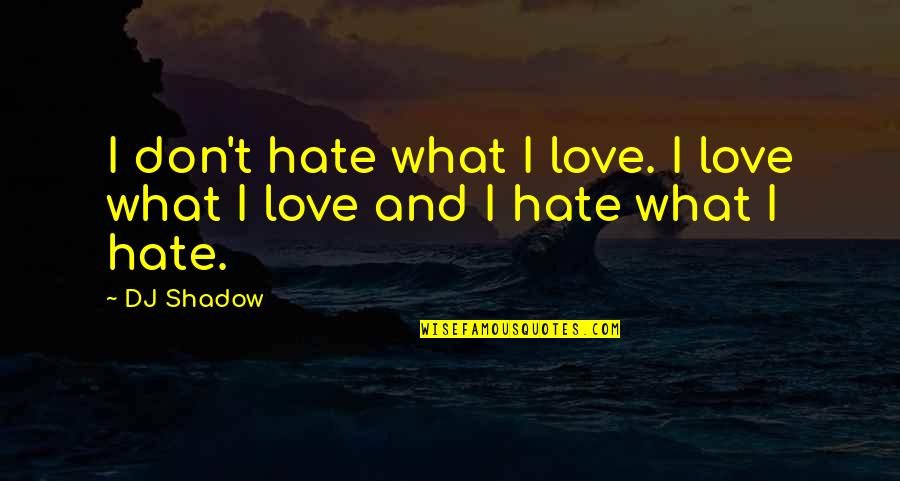 I Dont Hate Quotes By DJ Shadow: I don't hate what I love. I love