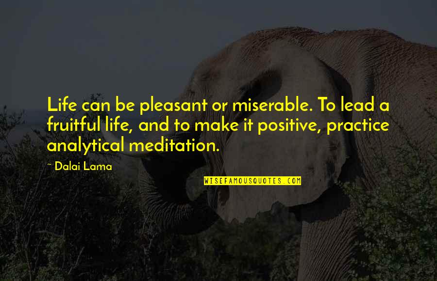 I Don't Have Any Sister Quotes By Dalai Lama: Life can be pleasant or miserable. To lead