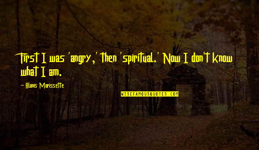I Don't Know Now Quotes By Alanis Morissette: First I was 'angry,' then 'spiritual.' Now I