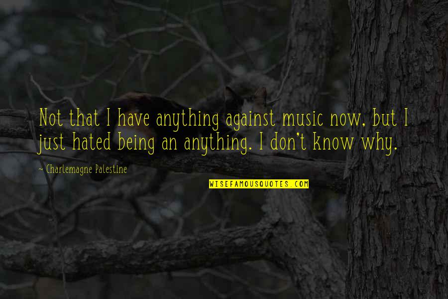 I Don't Know Now Quotes By Charlemagne Palestine: Not that I have anything against music now,