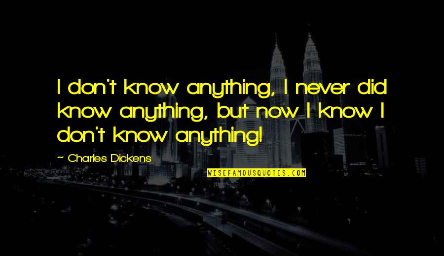 I Don't Know Now Quotes By Charles Dickens: I don't know anything, I never did know