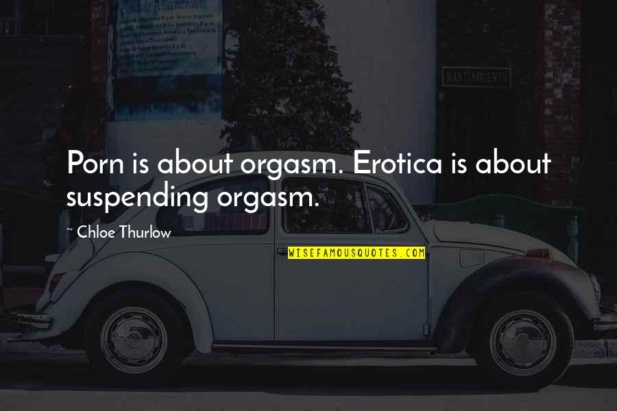 I Don't Know What Hurts More Quotes By Chloe Thurlow: Porn is about orgasm. Erotica is about suspending
