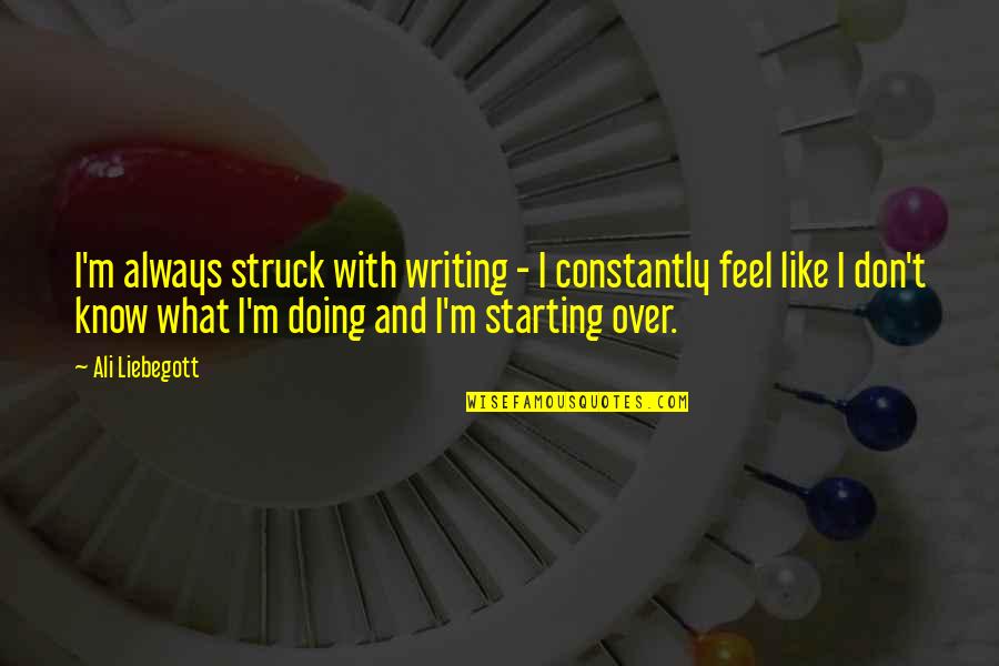 I Don't Know What I Feel Quotes By Ali Liebegott: I'm always struck with writing - I constantly