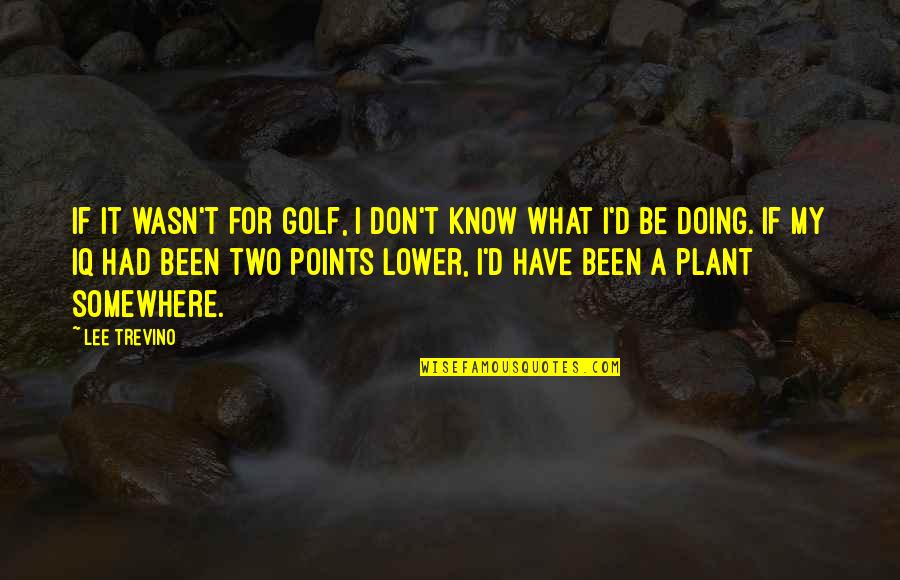 I Don't Know What I'm Doing Quotes By Lee Trevino: If it wasn't for golf, I don't know