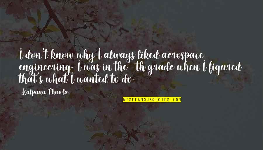 I Don't Know What To Do Quotes By Kalpana Chawla: I don't know why I always liked aerospace