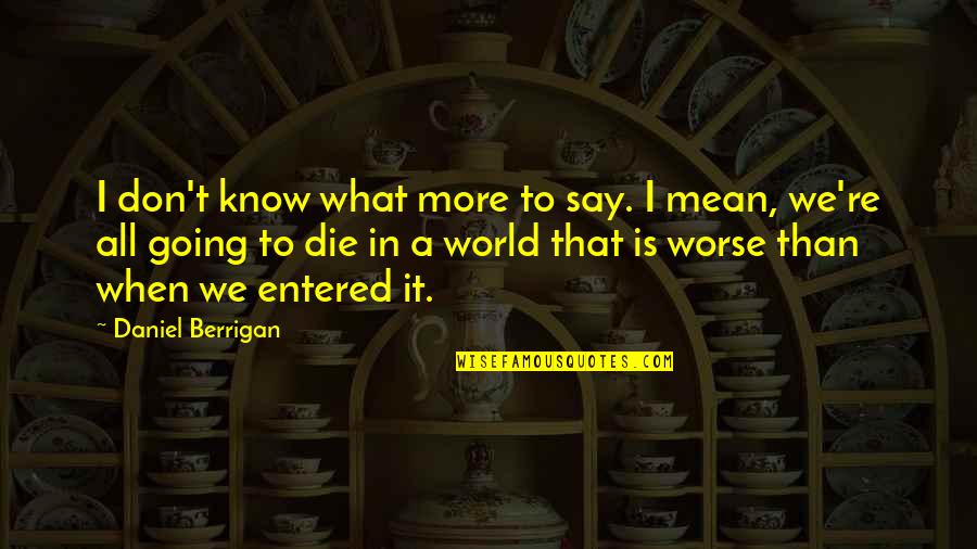 I Don't Know What To Say Quotes By Daniel Berrigan: I don't know what more to say. I