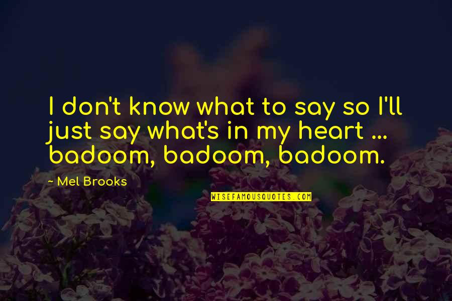 I Don't Know What To Say Quotes By Mel Brooks: I don't know what to say so I'll
