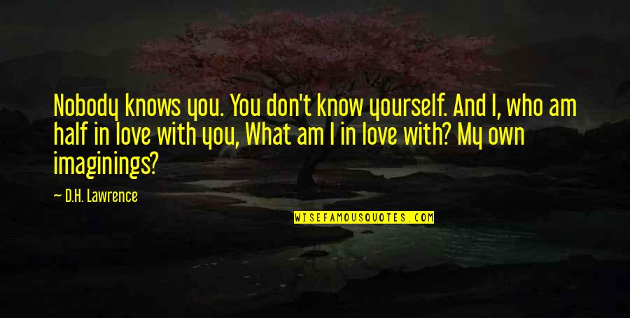 I Don't Know Who I Am Quotes By D.H. Lawrence: Nobody knows you. You don't know yourself. And