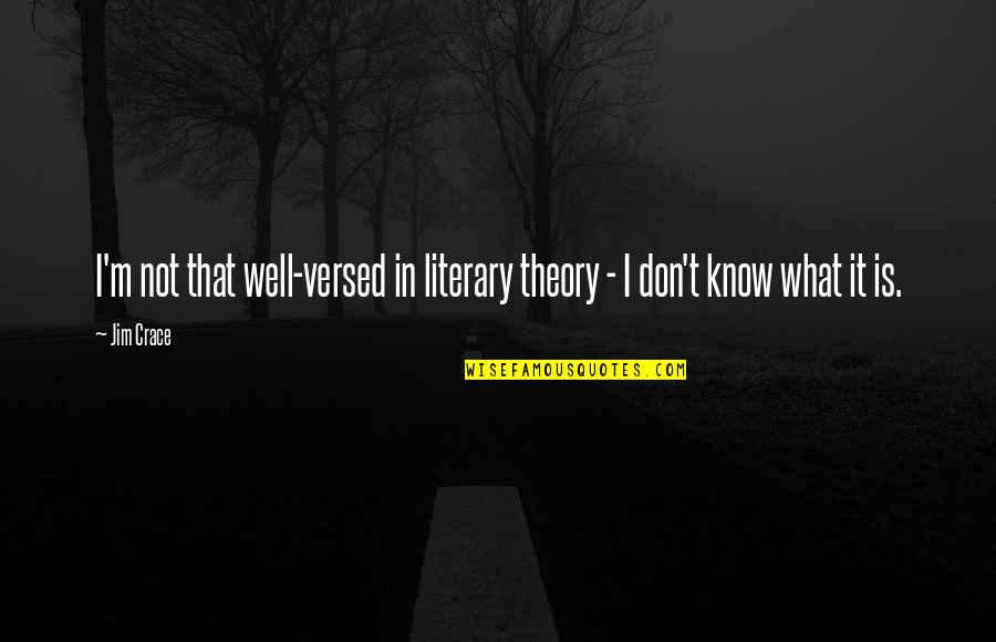 I Don't Know You Very Well Quotes By Jim Crace: I'm not that well-versed in literary theory -