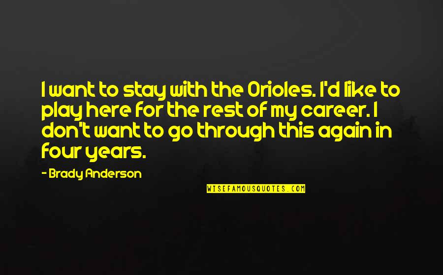 I Don't Like It Here Quotes By Brady Anderson: I want to stay with the Orioles. I'd