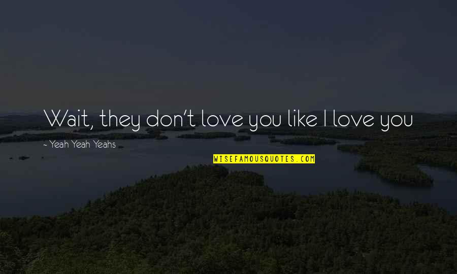 I Don't Like You I Love You Quotes By Yeah Yeah Yeahs: Wait, they don't love you like I love