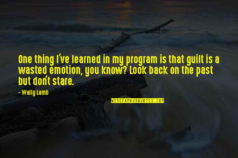 I Don't Look Back Quotes By Wally Lamb: One thing I've learned in my program is
