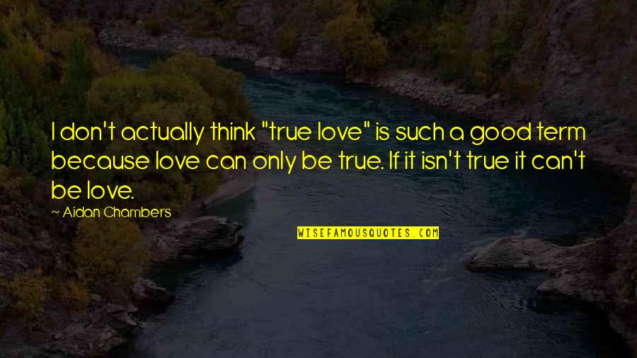 I Don't Love You Because Quotes By Aidan Chambers: I don't actually think "true love" is such