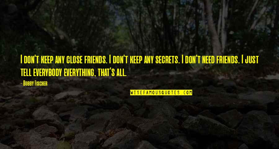 I Don't Need Friends Quotes By Bobby Fischer: I don't keep any close friends. I don't