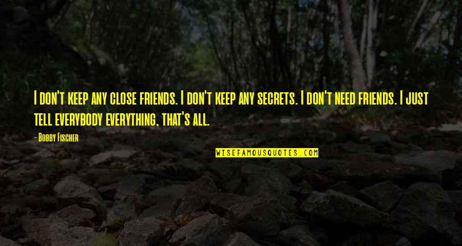 I Don't Need Friends Quotes By Bobby Fischer: I don't keep any close friends. I don't I Don't Need Friends Quotes By Bobby Fischer: I don't keep any close friends. I don't