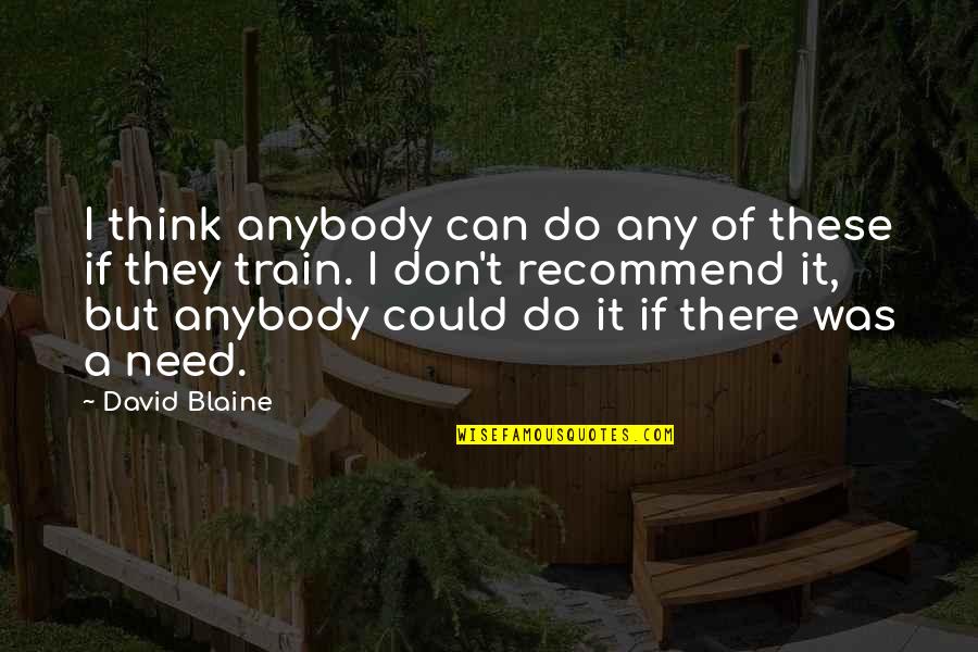 I Don't Need It Quotes By David Blaine: I think anybody can do any of these