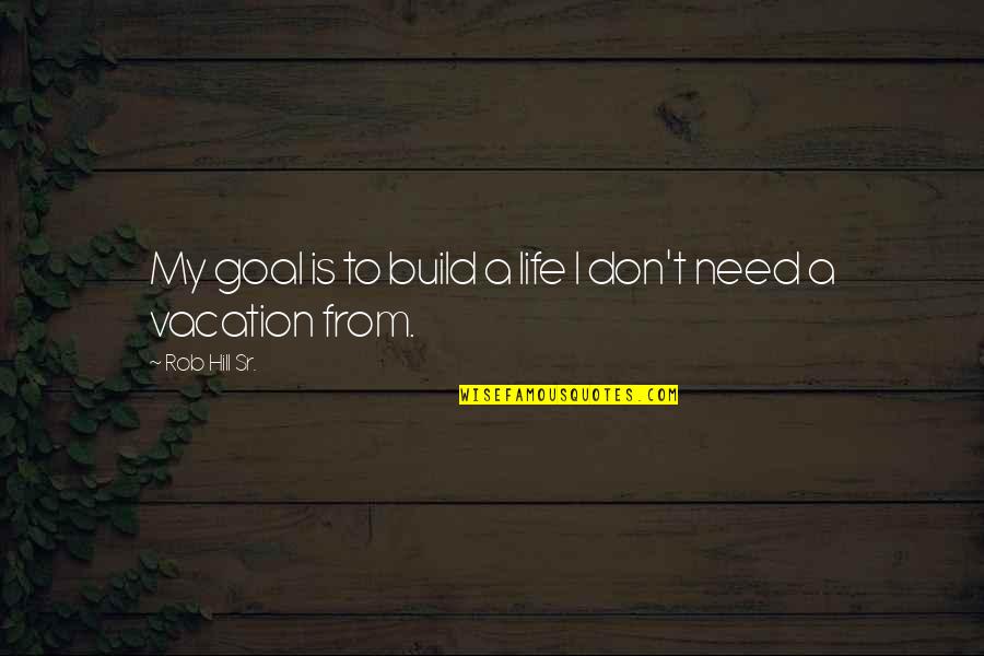 I Don't Need Much In Life Quotes By Rob Hill Sr.: My goal is to build a life I