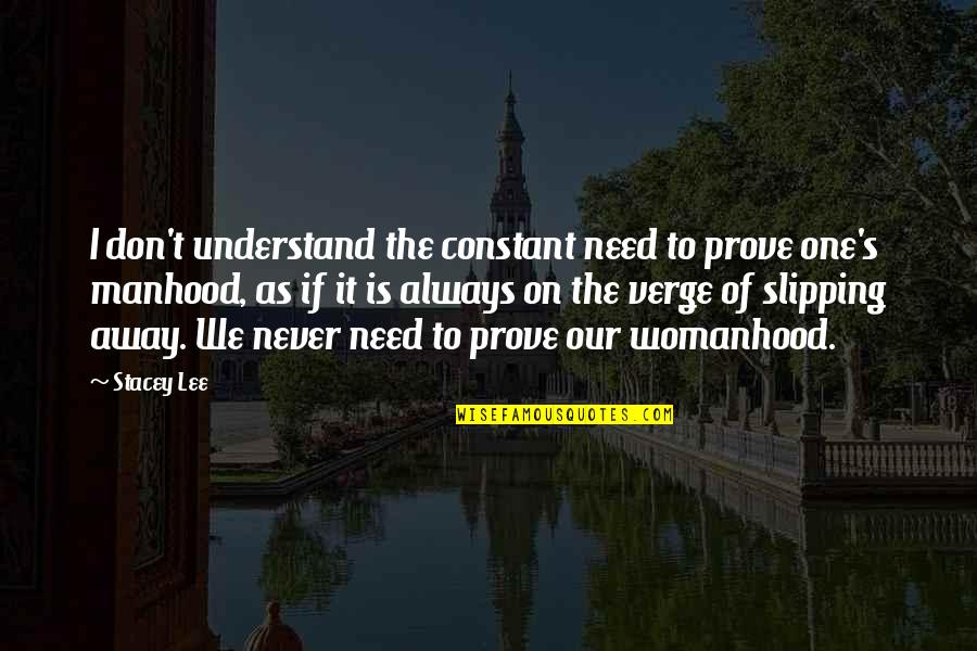 I Don't Need No One But You Quotes By Stacey Lee: I don't understand the constant need to prove