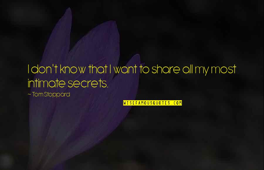 I Don't Share Quotes By Tom Stoppard: I don't know that I want to share