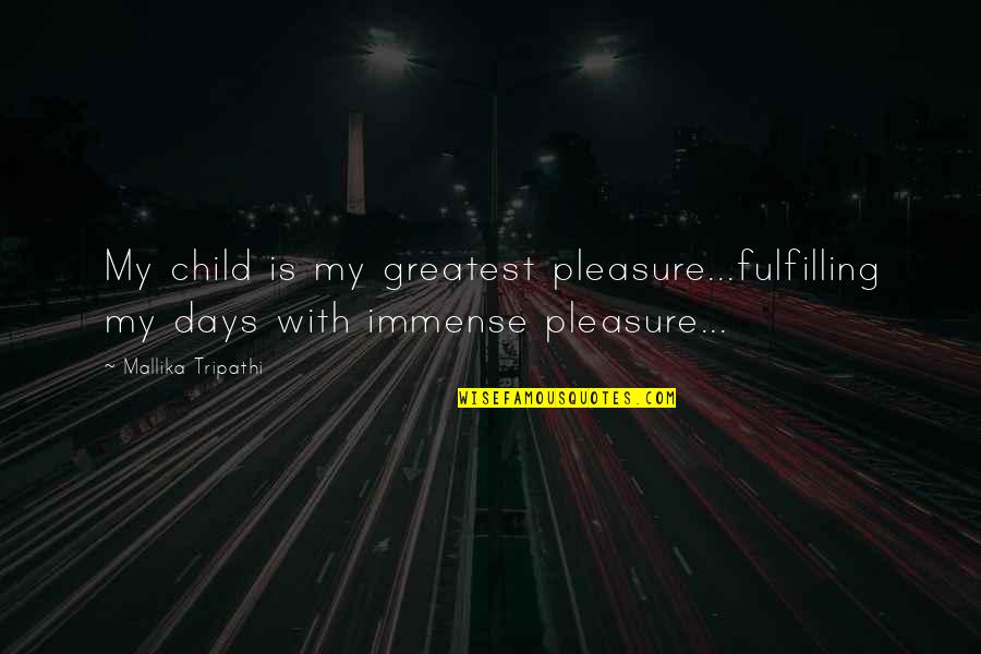 I Dont Think I Can Make It Quotes By Mallika Tripathi: My child is my greatest pleasure...fulfilling my days