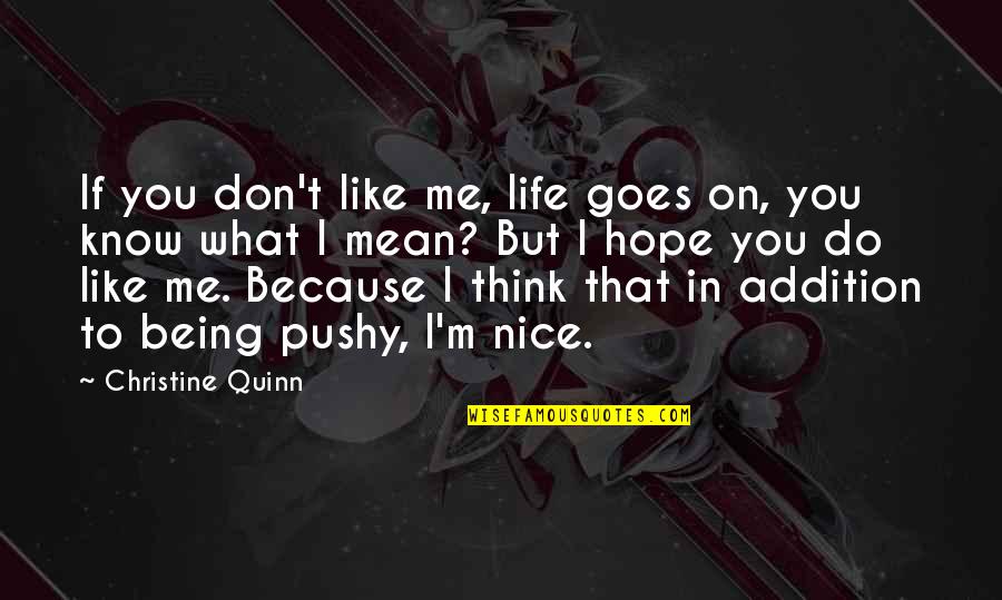 I Don't Think You Like Me Quotes By Christine Quinn: If you don't like me, life goes on,
