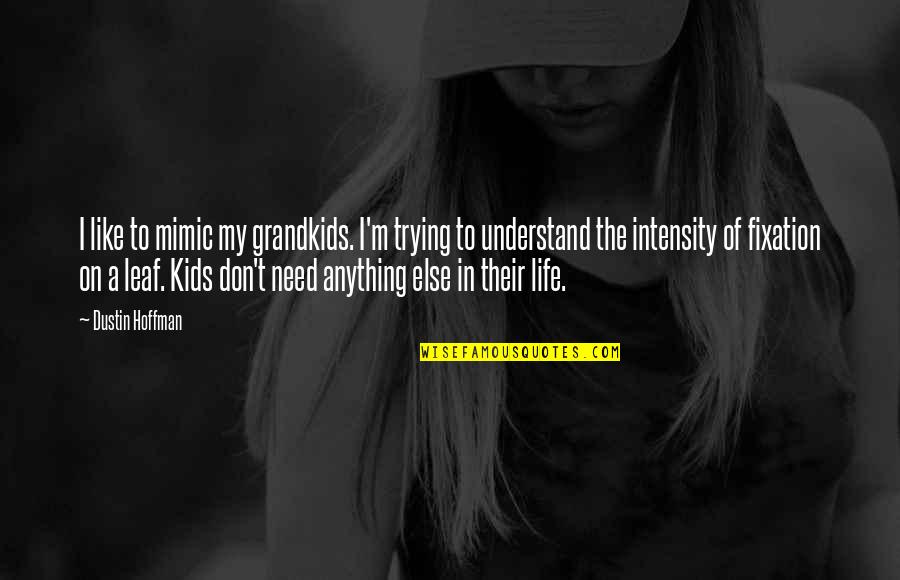 I Don't Understand Life Quotes By Dustin Hoffman: I like to mimic my grandkids. I'm trying