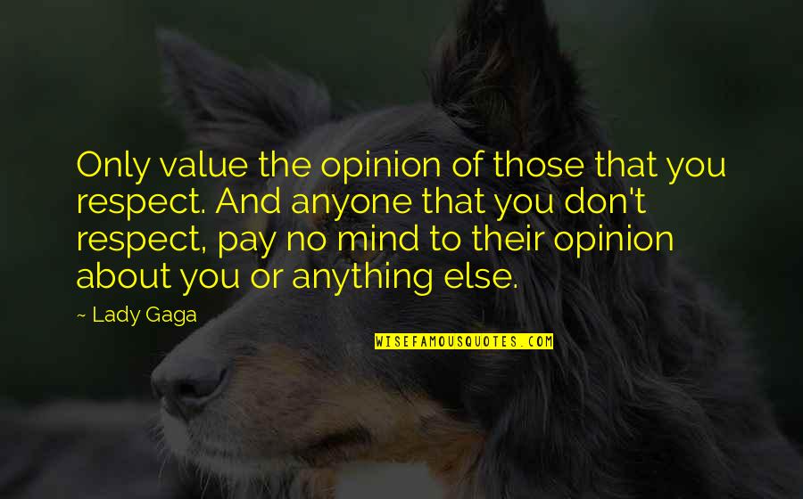 I Don't Value Your Opinion Quotes By Lady Gaga: Only value the opinion of those that you