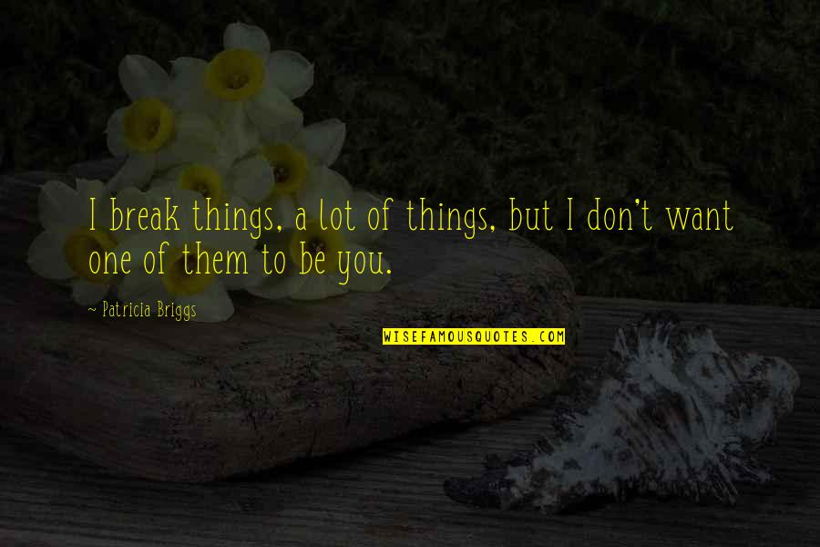 I Don't Want To Break Up With You Quotes By Patricia Briggs: I break things, a lot of things, but
