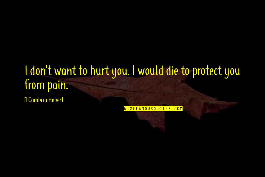 I Don't Want To Hurt You Quotes By Cambria Hebert: I don't want to hurt you. I would