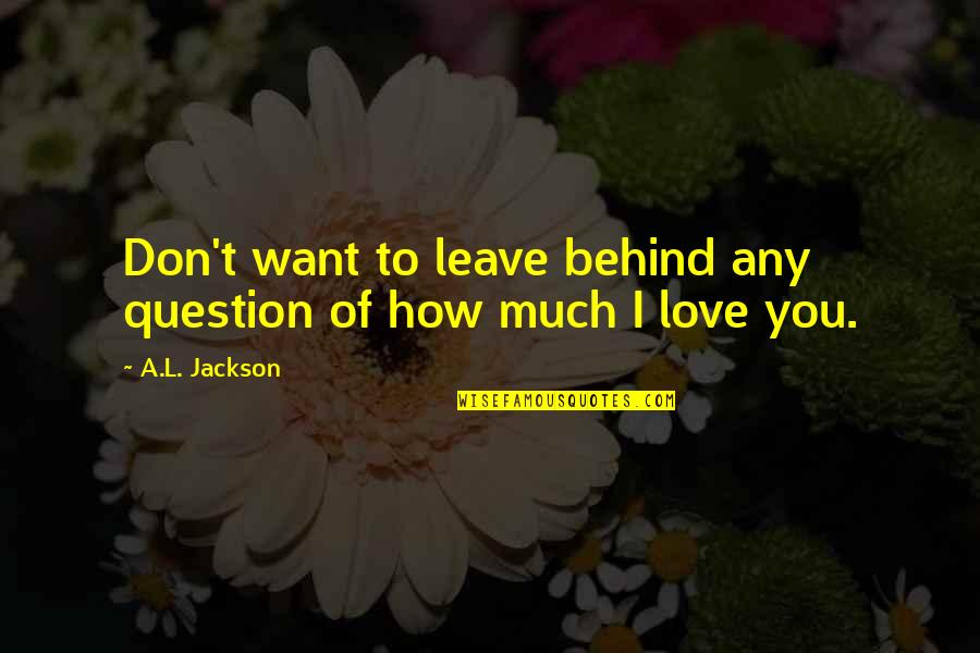 I Don't Want To Love You Quotes By A.L. Jackson: Don't want to leave behind any question of