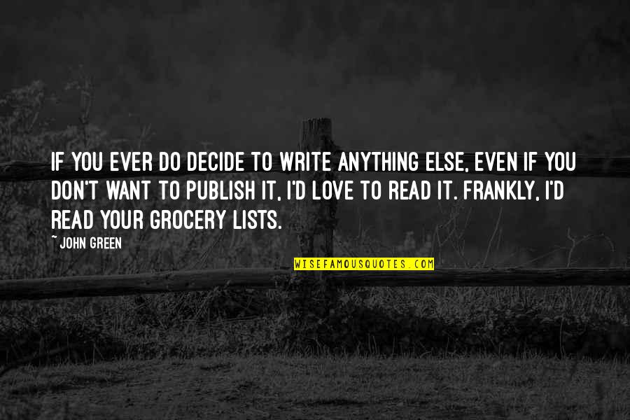 I Don't Want Your Love Quotes By John Green: If you ever do decide to write anything