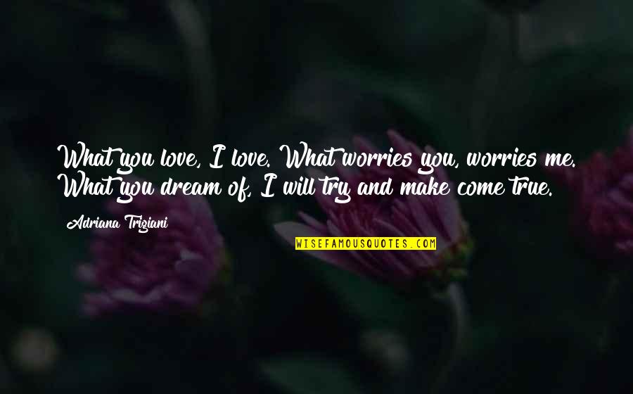 I Dream Of You Quotes By Adriana Trigiani: What you love, I love. What worries you,