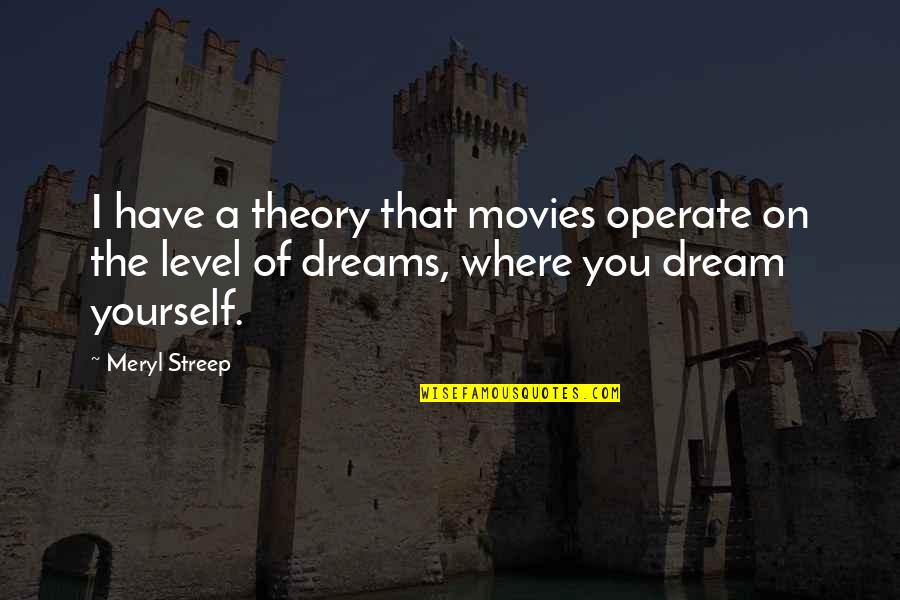 I Dream Of You Quotes By Meryl Streep: I have a theory that movies operate on