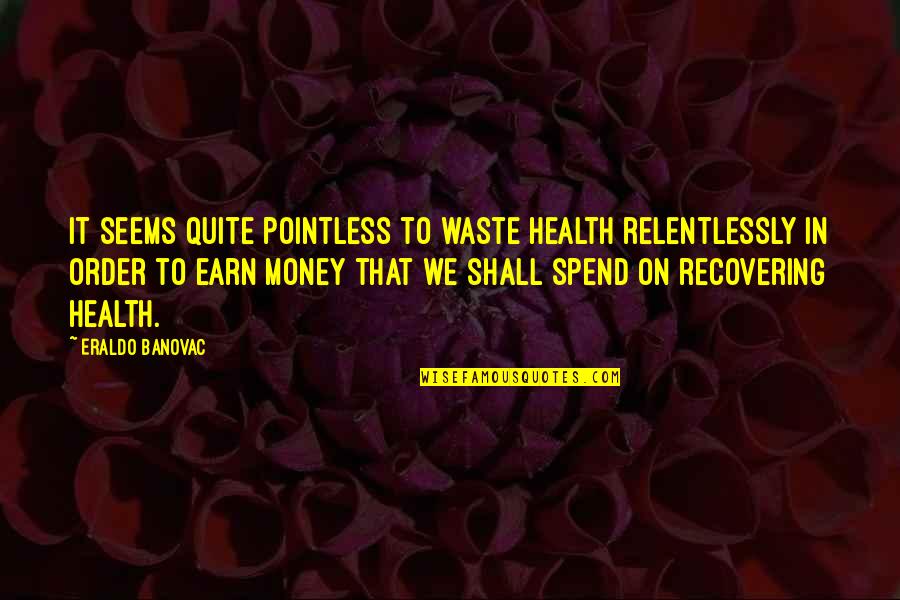 I Earn My Own Money Quotes By Eraldo Banovac: It seems quite pointless to waste health relentlessly