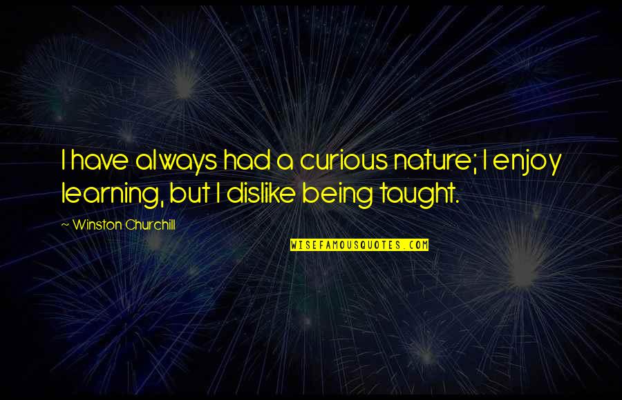 I Enjoy Nature Quotes By Winston Churchill: I have always had a curious nature; I I Enjoy Nature Quotes By Winston Churchill: I have always had a curious nature; I