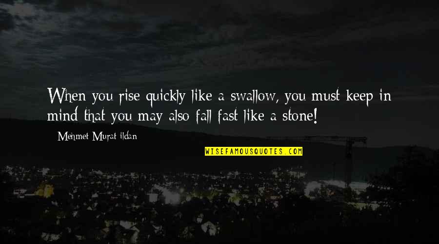 I Fall Fast Quotes By Mehmet Murat Ildan: When you rise quickly like a swallow, you