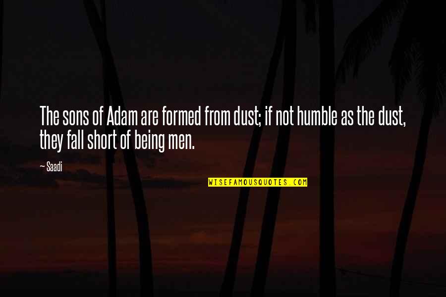 I Fall Short Quotes By Saadi: The sons of Adam are formed from dust;