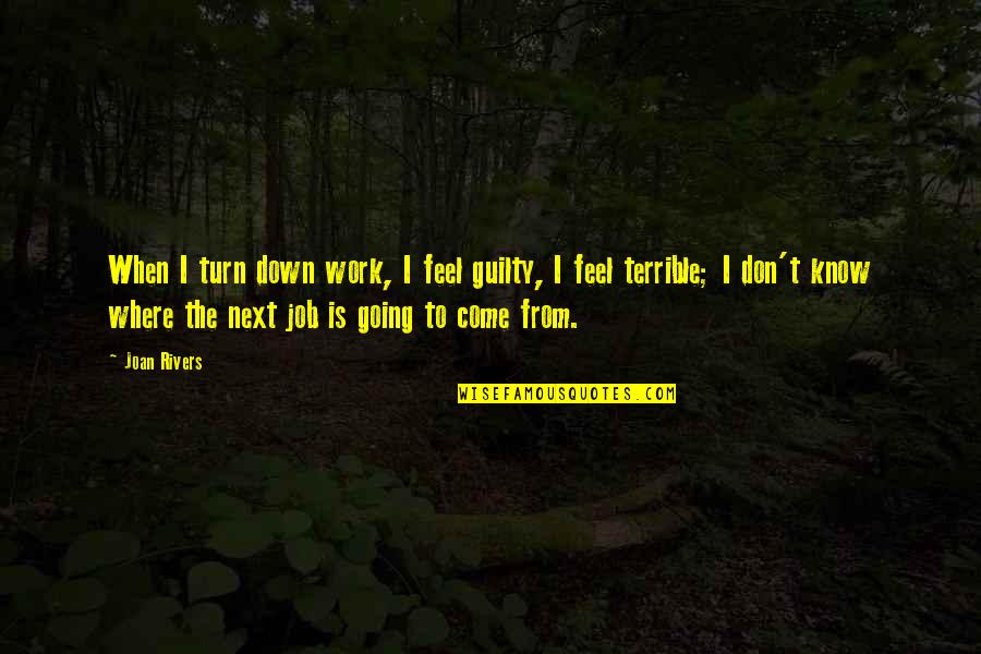 I Feel Down Quotes By Joan Rivers: When I turn down work, I feel guilty,