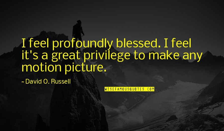 I Feel Great Quotes By David O. Russell: I feel profoundly blessed. I feel it's a
