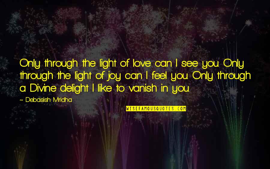 I Feel Joy Quotes By Debasish Mridha: Only through the light of love can I I Feel Joy Quotes By Debasish Mridha: Only through the light of love can I
