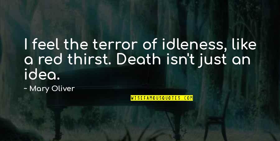 I Feel Like Quotes By Mary Oliver: I feel the terror of idleness, like a