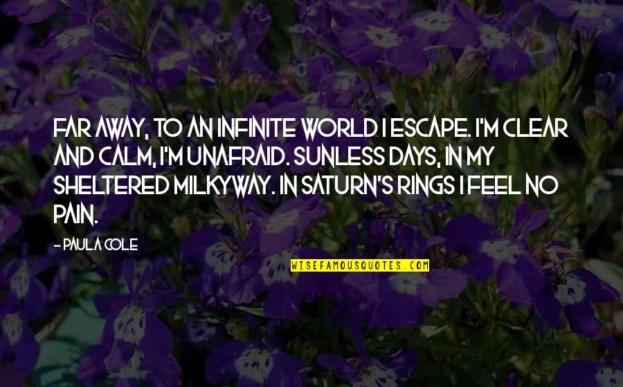 I Feel No Pain Quotes By Paula Cole: Far away, to an infinite world I escape.